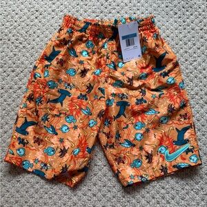 Nike Kids ocean animal print swim shorts and rash gaurd